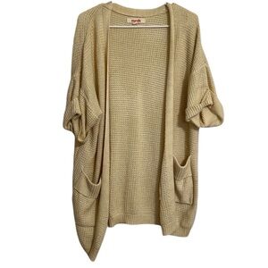 Mazik Womens Tan/Cream Knitted Sweater Cardigan with Pockets Size Small